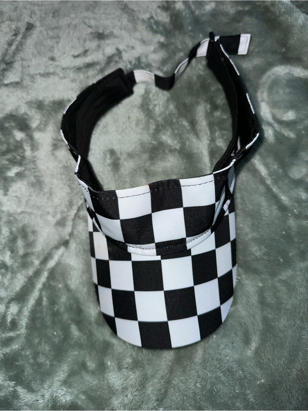 Y2K Streetwear Black & White Checkerboard Visor